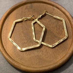 Gold Hexagon Hoops